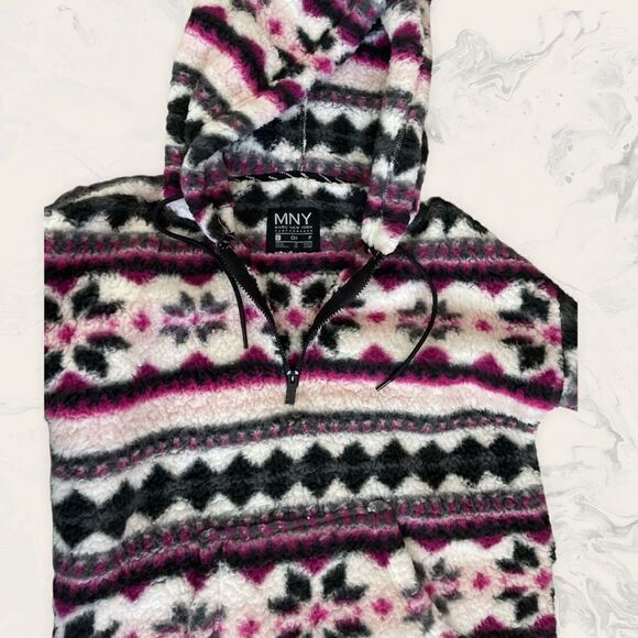 MARC NEW YORK Printed Quarter Zip Fleece - Size S - white/ wine - Picture 5 of 5